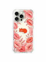 Whimsical red fox and flowers on an iPhone 15 Pro Max case