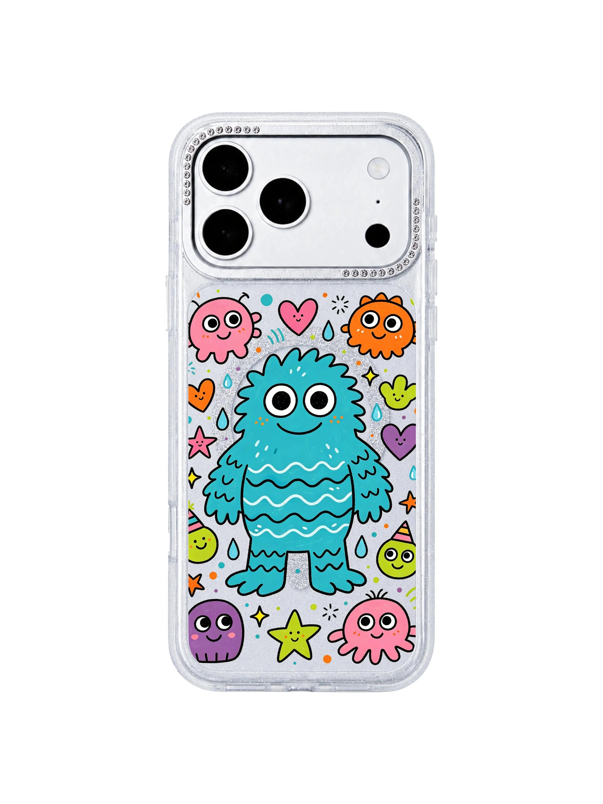 PhoneCasing neutral linen gift flat lay of Whimsical Ocean Blue Creature iPhone 17 Pro Max case, soft seaside seasonal design ideal for birthday & summer holiday gift searches for iPhone 17 Pro Max casing shoppers