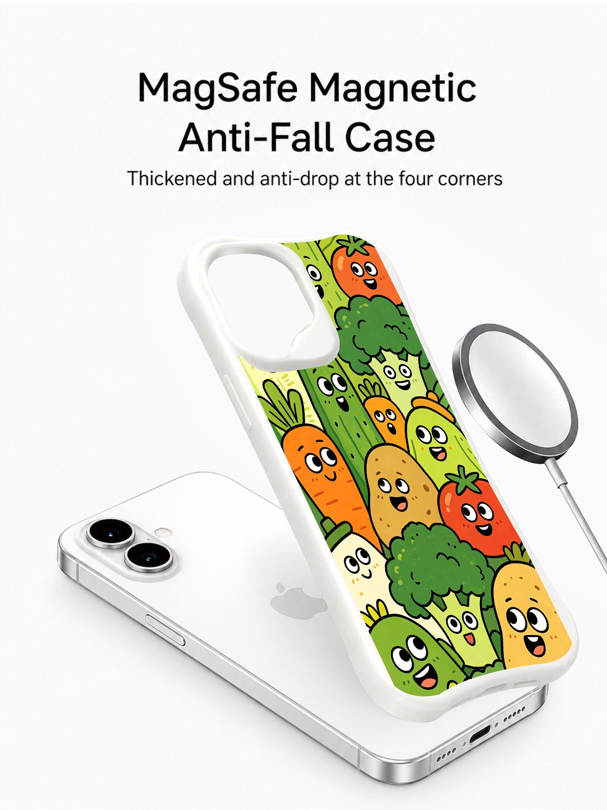 PhoneCasing whimsical salad team iPhone 16 Plus Case, fantasy vegetable artwork with bright vivid colors for daily use.