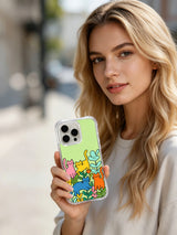 PhoneCasing iPhone 16 pro max protective case with playful cat art, turning your phone into a tiny, colorful garden.