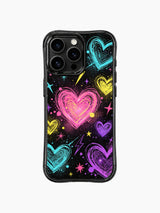 PhoneCasing iPhone 13 Pro Max cover expressive Scribble Heart Galaxy neon cosmic doodle artwork, representing dreamy imaginative stargazing love and soft heartfelt cosmic affection phone casing.
