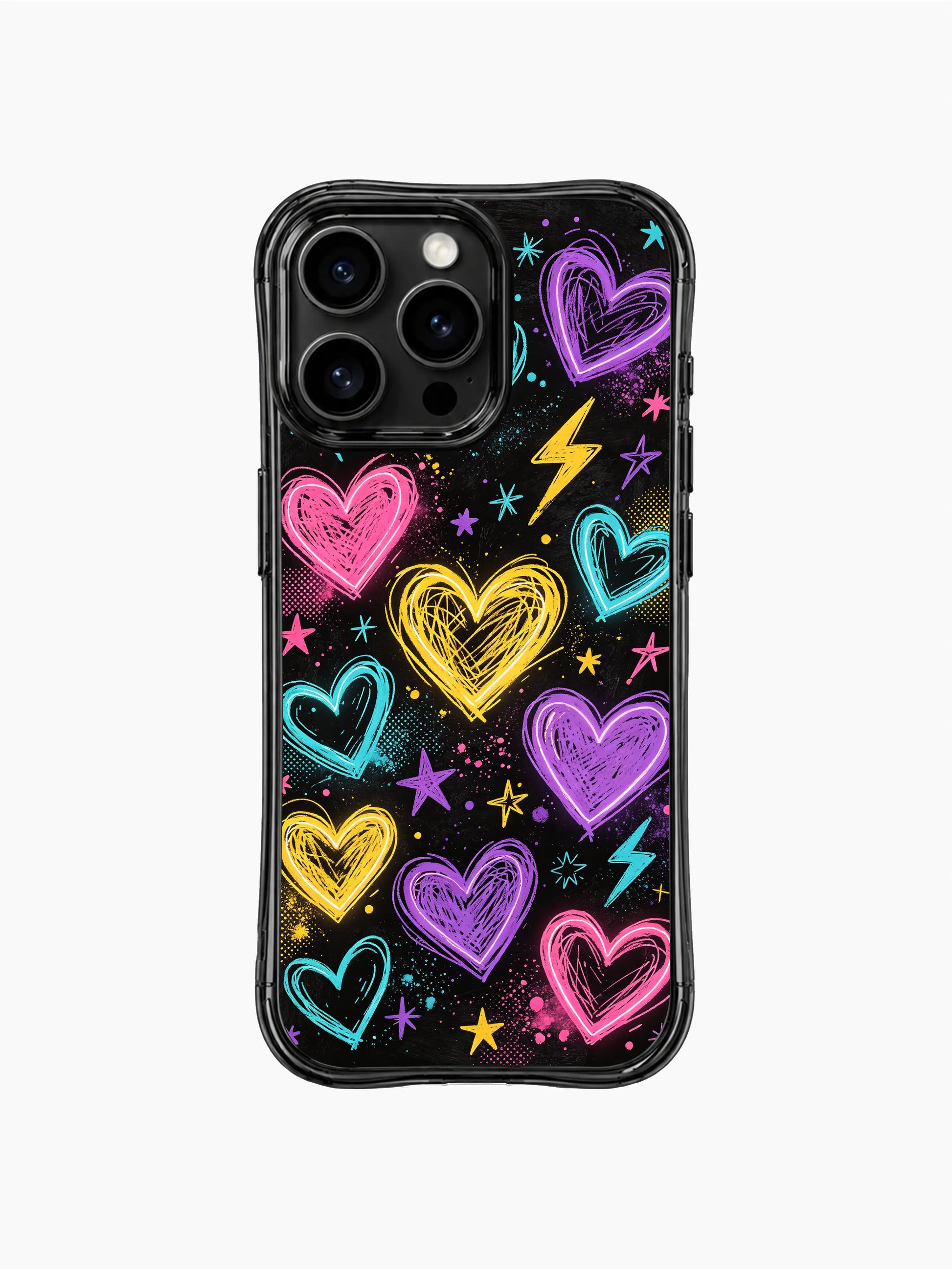 PhoneCasing iPhone 13 Pro Max cover expressive Scribble Heart Galaxy neon cosmic doodle artwork, representing dreamy imaginative stargazing love and soft heartfelt cosmic affection phone casing.