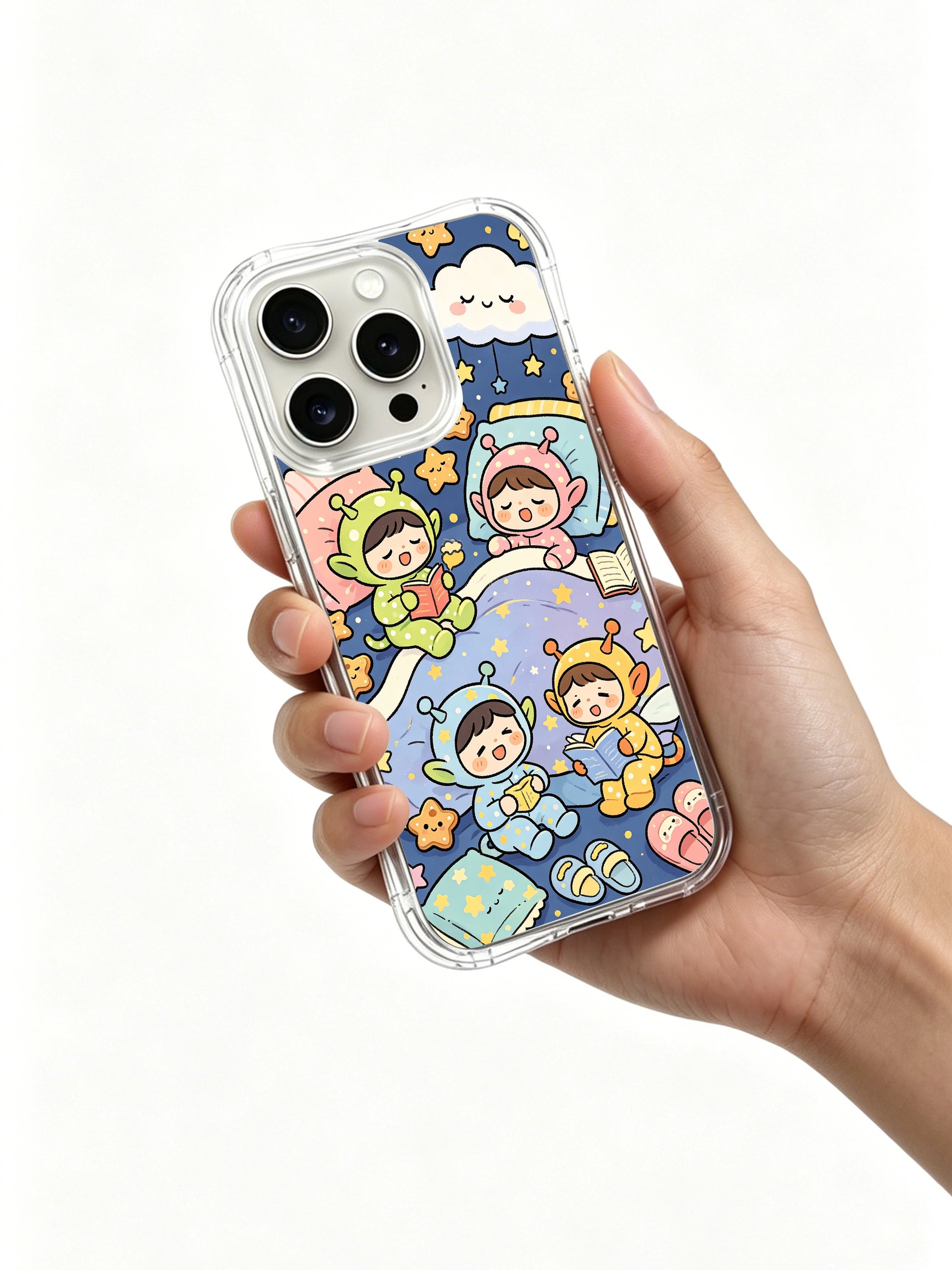 PhoneCasing iPhone 16 pro Case with whimsical starry night art from Milo Yun, artist-collaborated premium case for modern women.