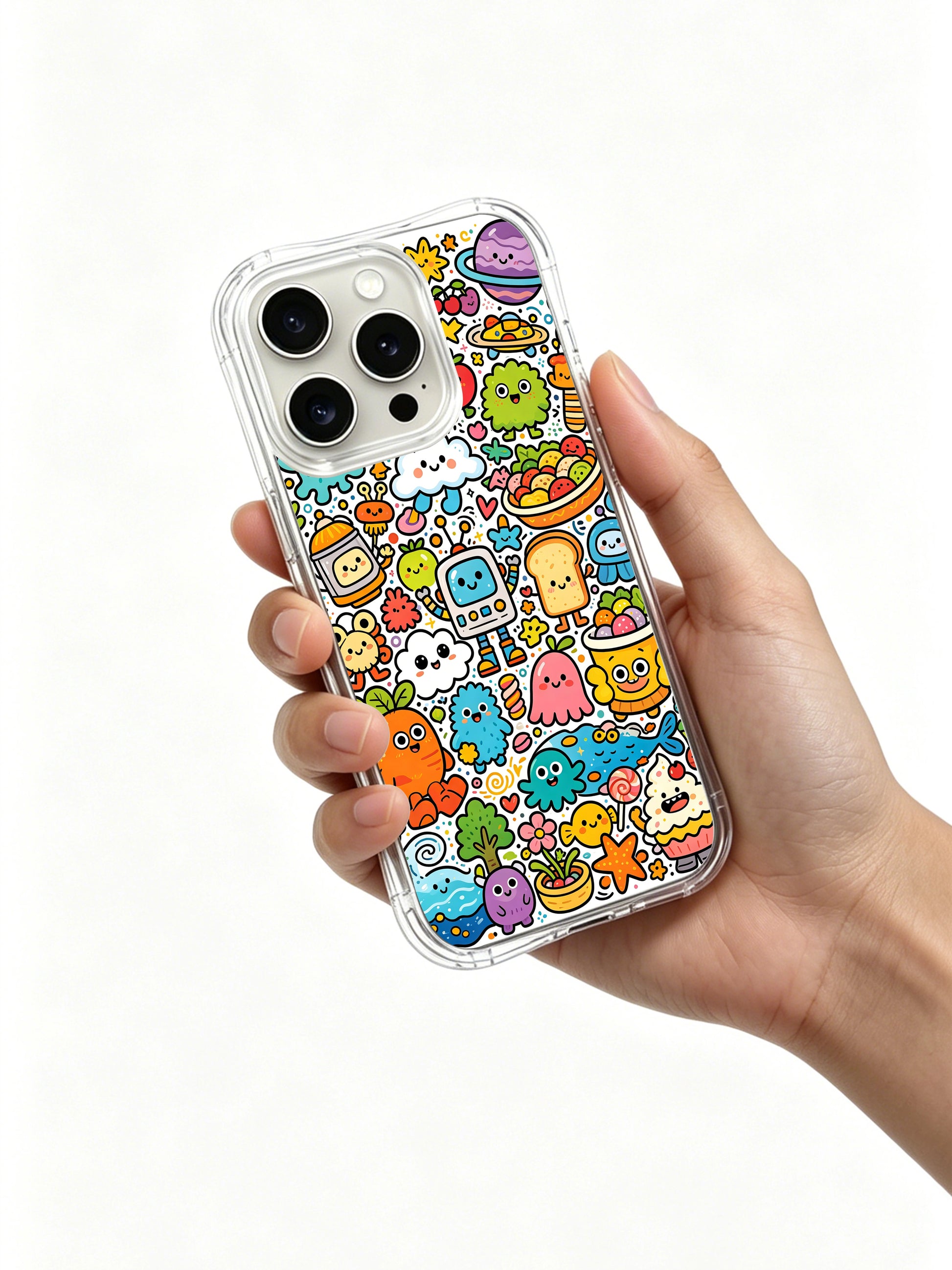 PhoneCasing iPhone 16 pro Case with whimsical universe collage art from Milo Yun, artist-collaborated premium case for modern women.