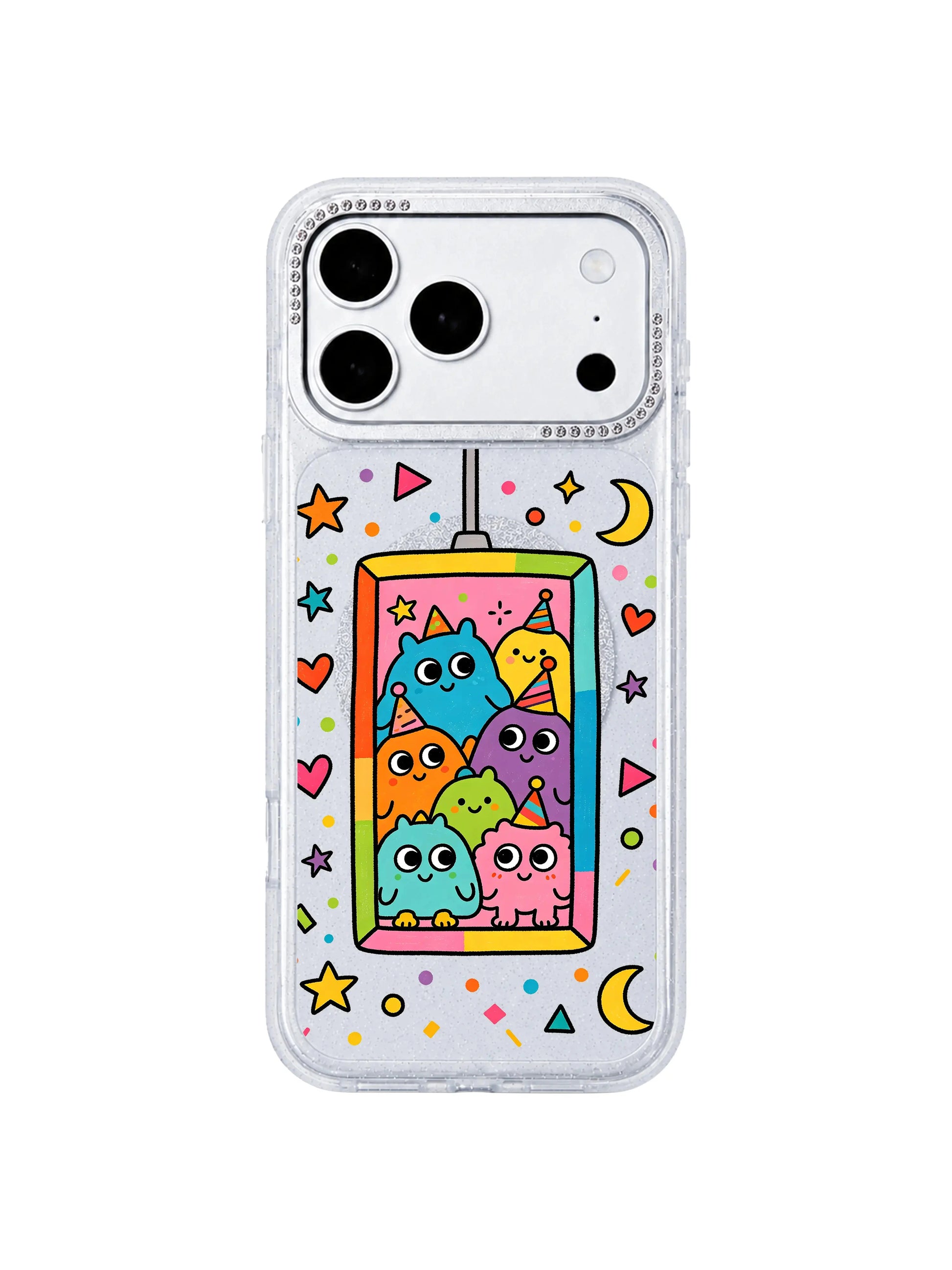 PhoneCasing neutral linen gift flat lay of Whimsical Wish Elevator iPhone 17 Pro Max case, soft heartfelt dream character design ideal for birthday & holiday gift searches for iPhone 17 Pro Max casing shoppers
