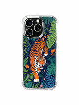Freedom symbolic wild orange tiger tropical floral iPhone 13 pro Case from PhoneCasing, night garden themed artist casing, luxury gift-ready protective phone cover