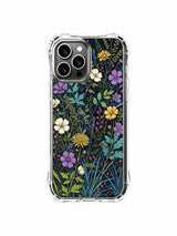 PhoneCasing iPhone 16 Pro Max Case with Wildflower Tapestry Serenity art. Soft meadow blooms on a dark indigo background, illustrated case for art lovers.
