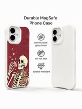 Dark floral skeleton with letter motif on an iPhone 16 case