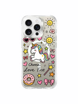 Wing Heart Unicorn Sunshine artwork on an iPhone 16 Pro Max case