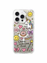 Winged Unicorn Big Heart artwork on an iPhone 16 Pro Max case