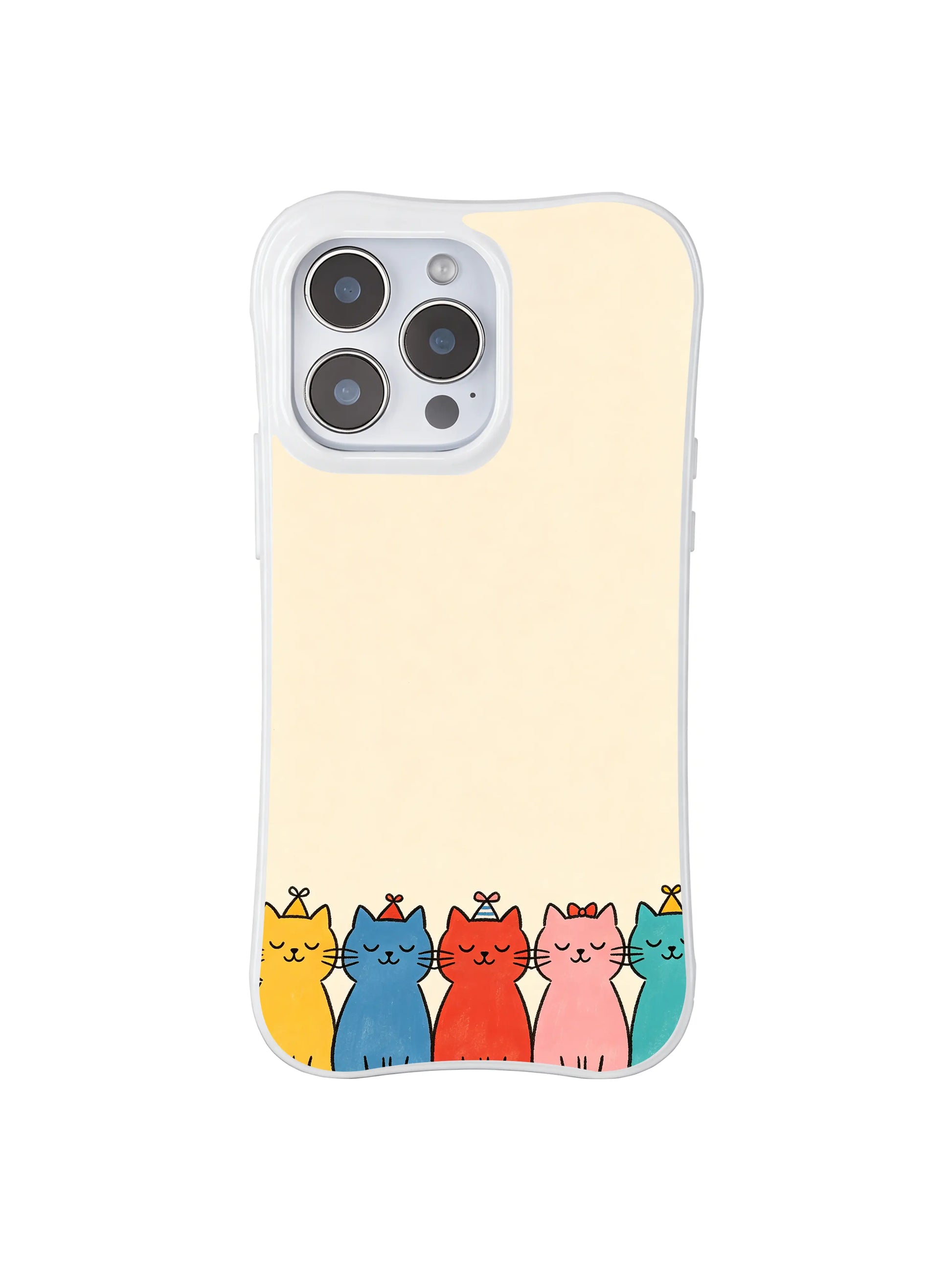 PhoneCasing iPhone 16 Pro Max with Childlike Cat Stack art, simple cats that capture the fun, innocent humor of leaning on the people you love.