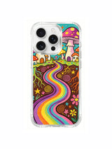 Stars over a dark-soil mycelium valley artwork on an iPhone 16 Pro Max case