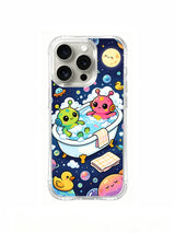 PhoneCasing iPhone 16 Pro Case featuring Milo Yun’s whimsical Galaxy Bubble Bath illustration, premium artist-collaborated art casing for women.