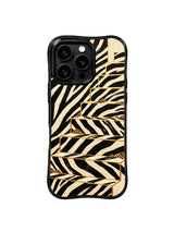 PhoneCasing iPhone 15 pro max back cover made in California, zebra gold foil staircase geometric artist print, premium domestic made phone case.