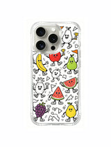 Mixed snacking pineapple and chilling watermelon cartoon cluster iPhone 16 pro Case, customizable detail phone casing, casual everyday-use phone cover supplied by PhoneCasing.