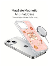 Pink Christmas bow iPhone 14 Plus case charging presentation