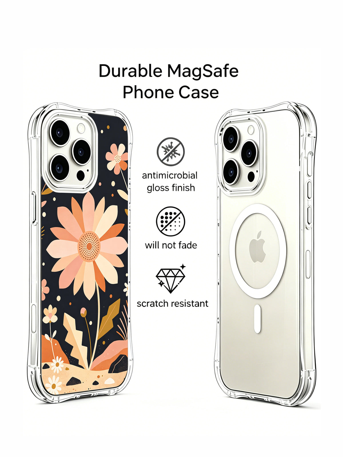 Pink Desert Bloom protective iPhone 15 Pro case