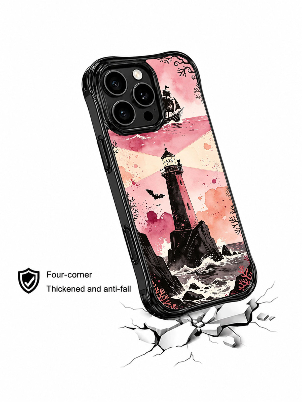 Coastal gothic lighthouse iPhone 13 Pro case side profile