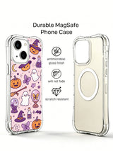 Pink celestial Halloween iPhone 14 Plus case shown from the back