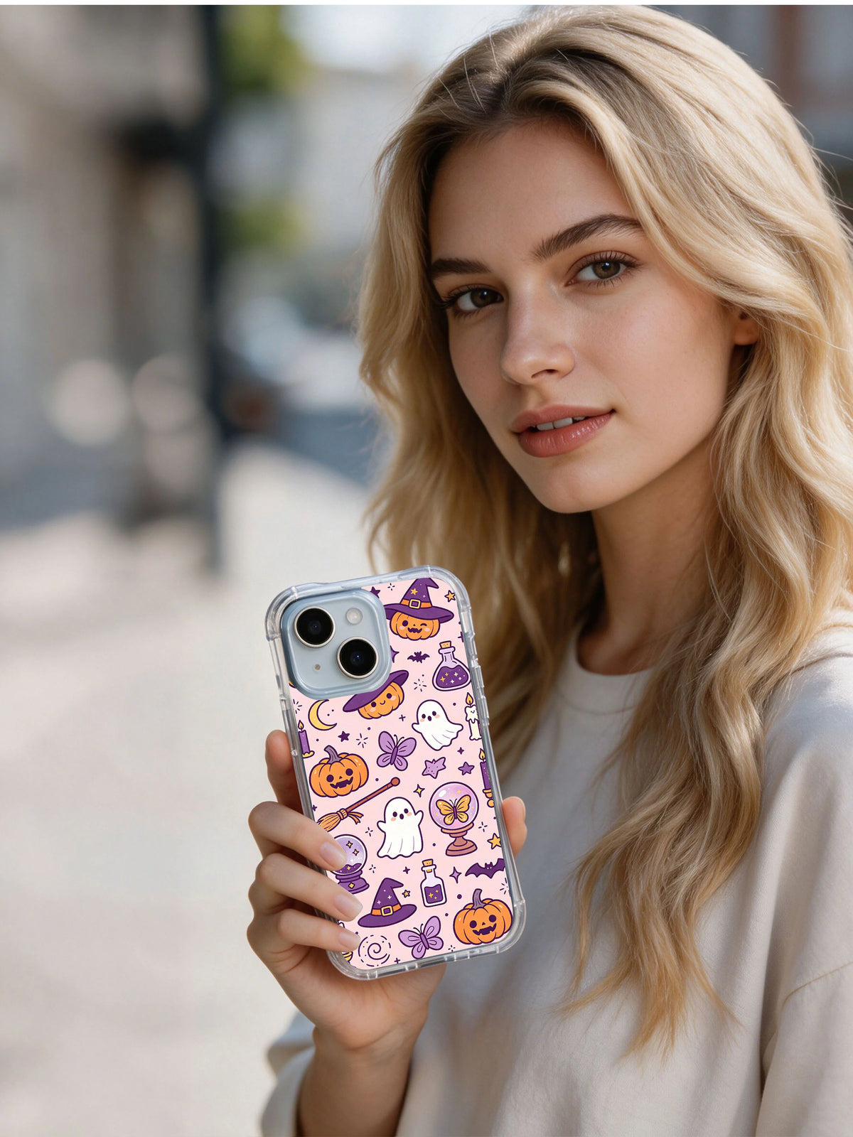 Kawaii ghost butterfly pumpkin iPhone 14 Plus case