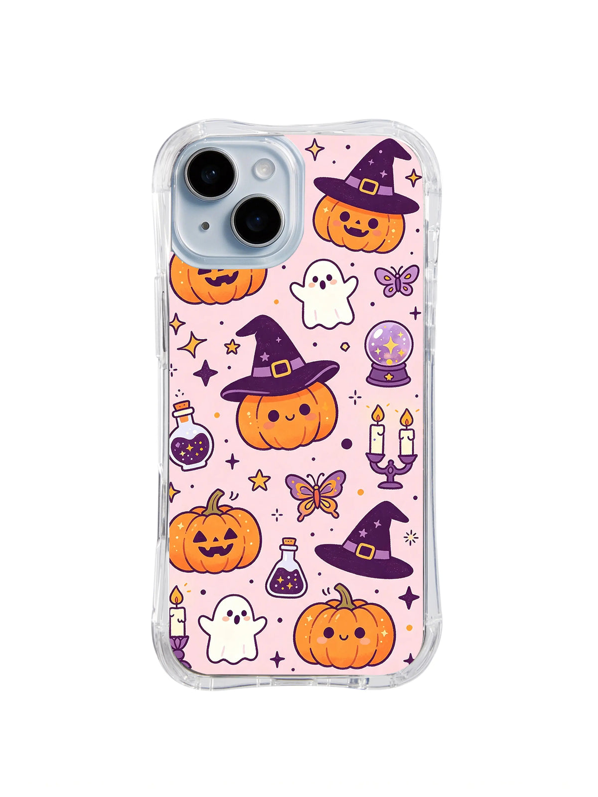Pink Pumpkin Witch Dream pattern iPhone 14 Plus case