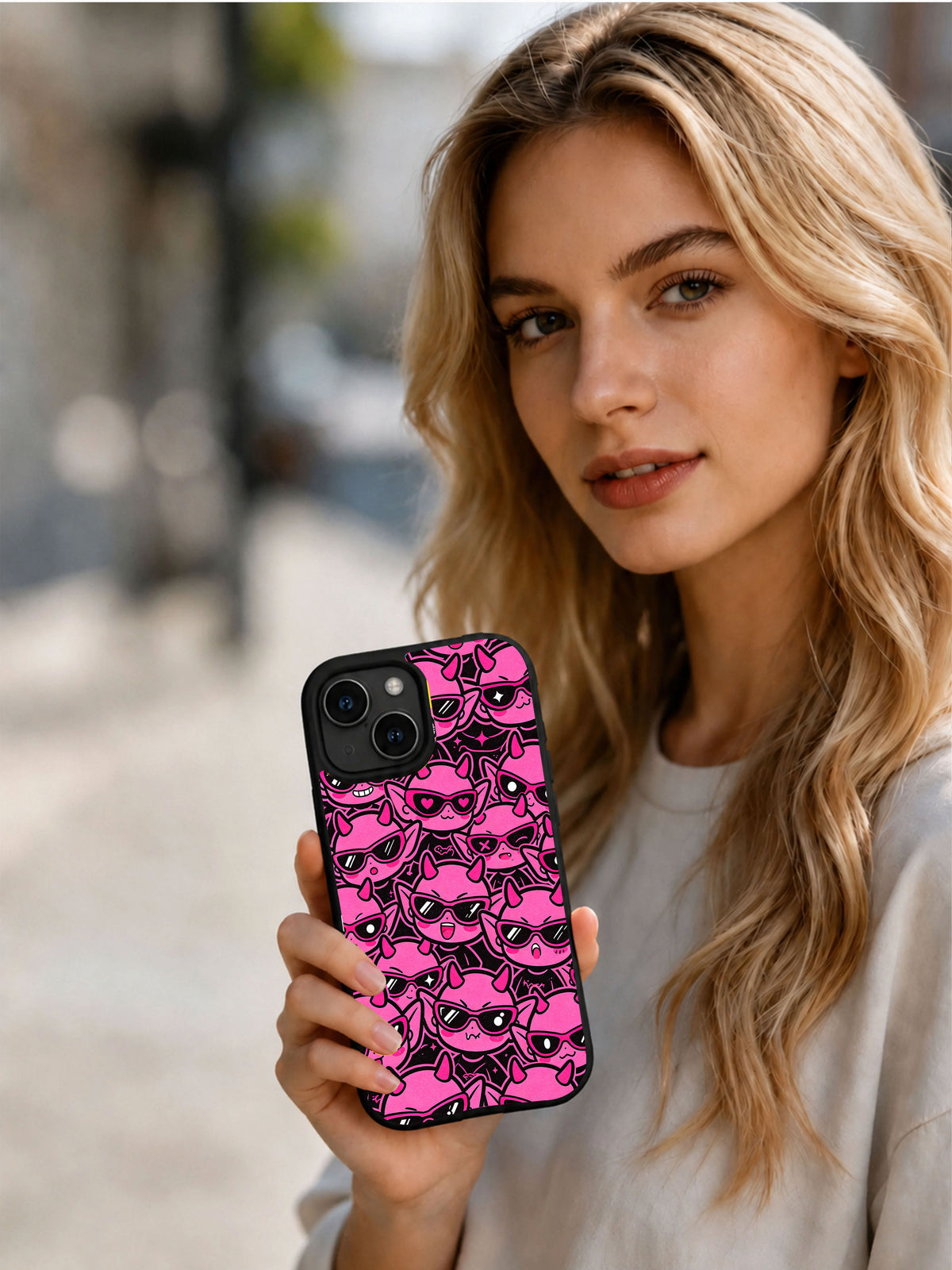Product or handheld view of the Pink Rebel Society case