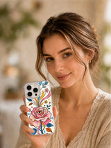 Pink dream garden iPhone case lifestyle portrait