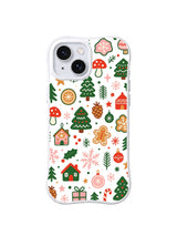 Pink Snowflake Village pattern iPhone 13 case