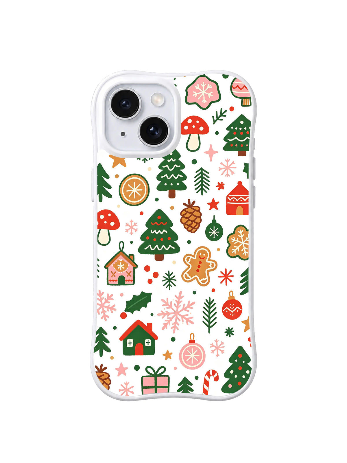 Pink Snowflake Village pattern iPhone 13 case