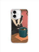 Rose Badger Tea Pause pattern iPhone case