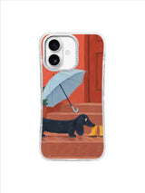 Navy Dachshund Welcome pattern iPhone case