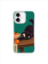 Plum Cat Table Dash pattern iPhone case