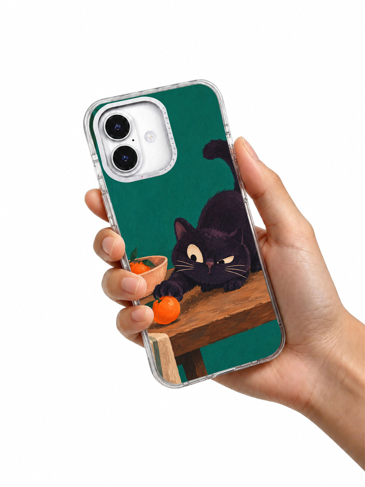 Tangerine on the Run iPhone 17 Case in hand