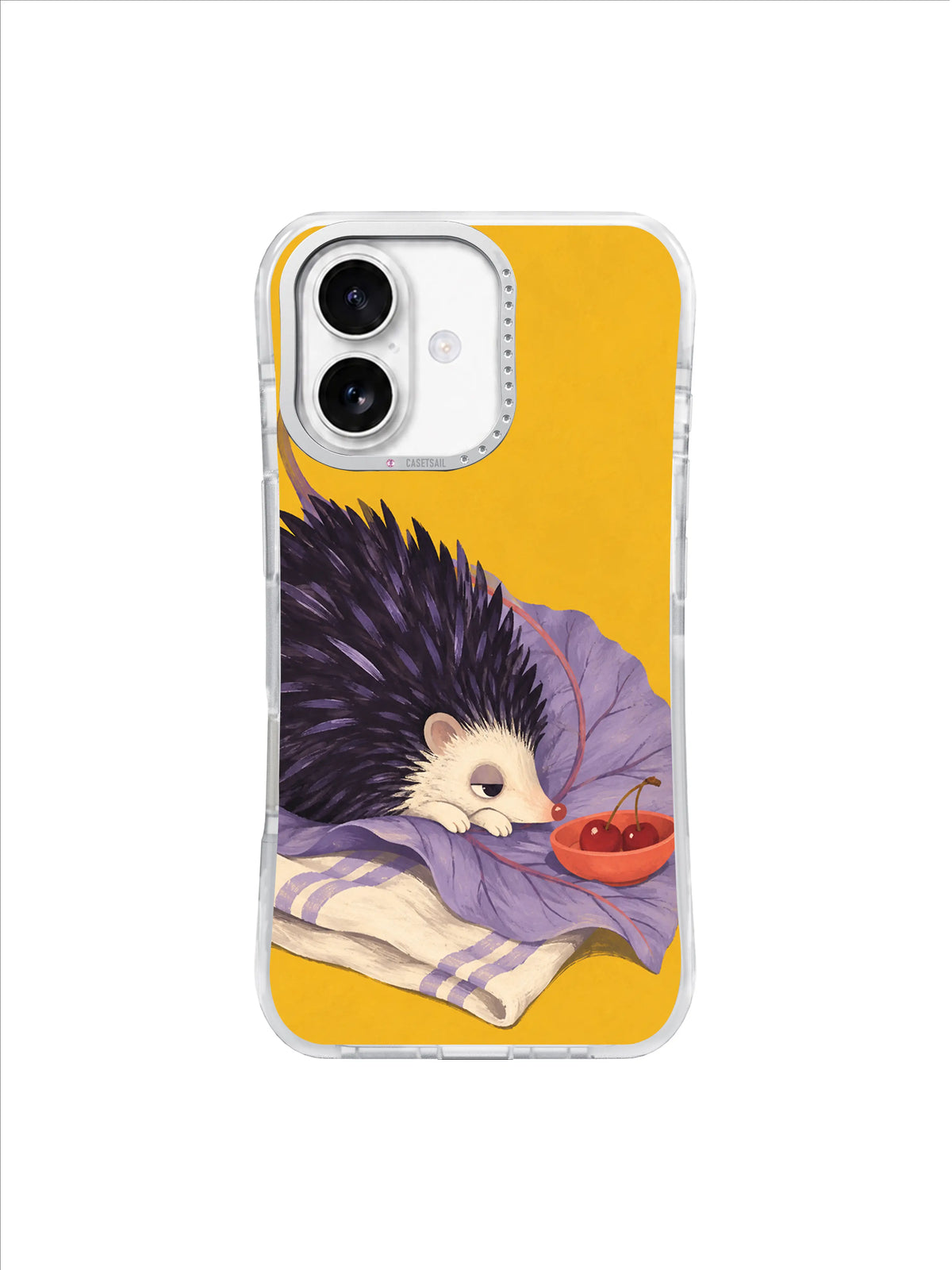 Mustard Hedgehog Leaf Nap pattern iPhone case