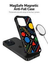 Primary color geometric iPhone 15 Pro case magnetic charging view