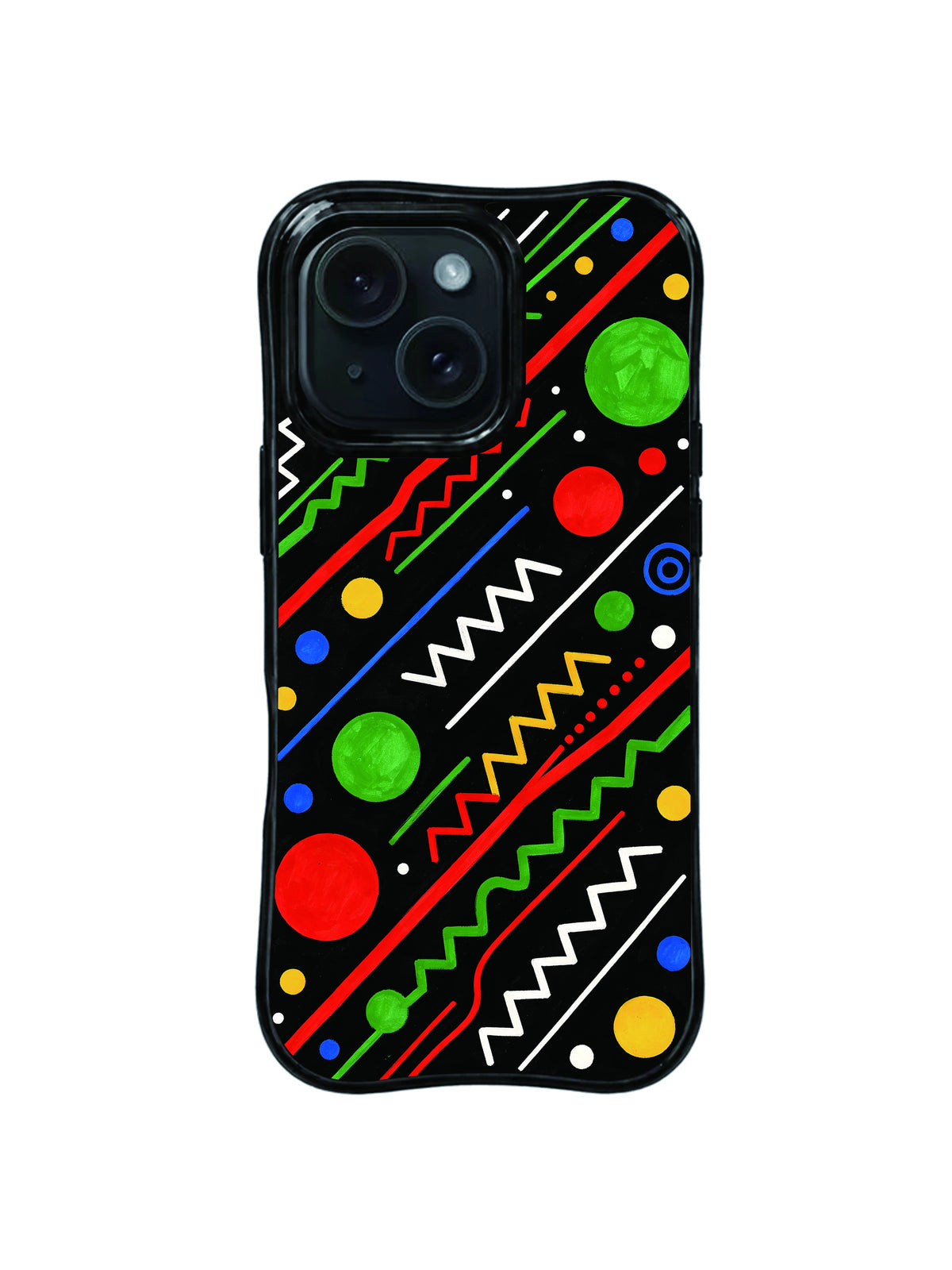 Primary Orbit colorful geometric iPhone 15 Pro case