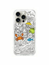 Relaxed cheerful island creature crew artwork iPhone 15 pro Case, US-sourced premium phone casing, minimalist doodle art phone cover designed by PhoneCasing.