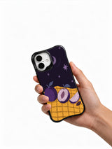 Hand holding The Plum Observatory black iPhone case