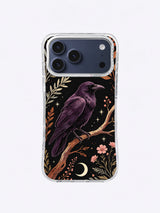 Plum Raven Herbarium iPhone case, Crescent Raven Branch pattern