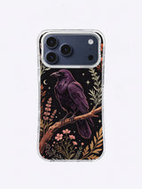 Plum Raven Herbarium iPhone case, Starfield Raven Bloom pattern