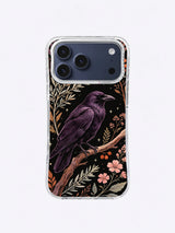 Plum Raven Herbarium iPhone case, Sage Frond Raven Perch pattern