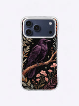 Plum Raven Herbarium iPhone case, Pink Wildflower Raven Archive pattern