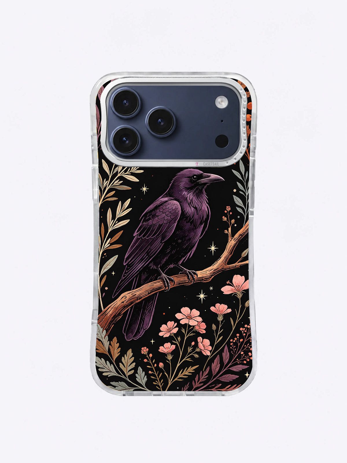 Plum Raven Herbarium iPhone case, Pink Wildflower Raven Archive pattern
