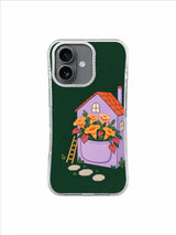 Small flower-pocket house with ladder and stepping stones in quiet pine green