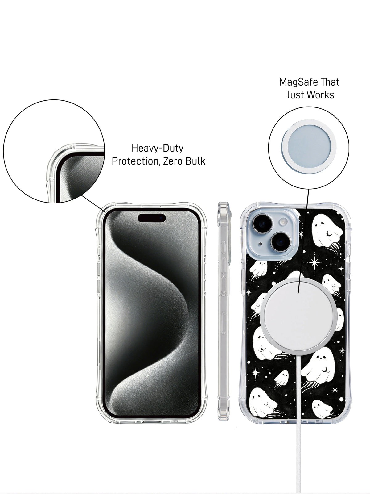 The Pocket Moon Watchers case front and contour presentation for iPhone 15 Plus