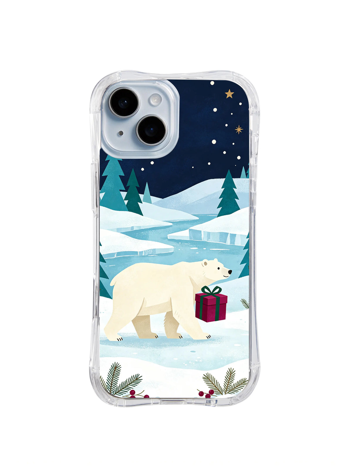 Arctic polar bear and Christmas gift iPhone 14 case, pattern four