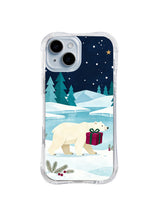 Polar bear crossing blue ice with holiday parcel iPhone 14 case, pattern five
