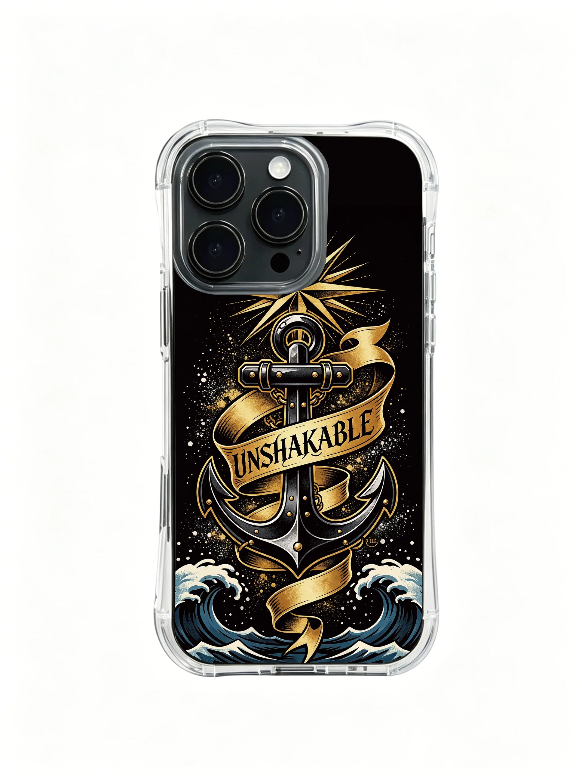 North star guiding anchor PhoneCasing, premium iPhone 14 Plus Case, shockproof full coverage protective phone casing.