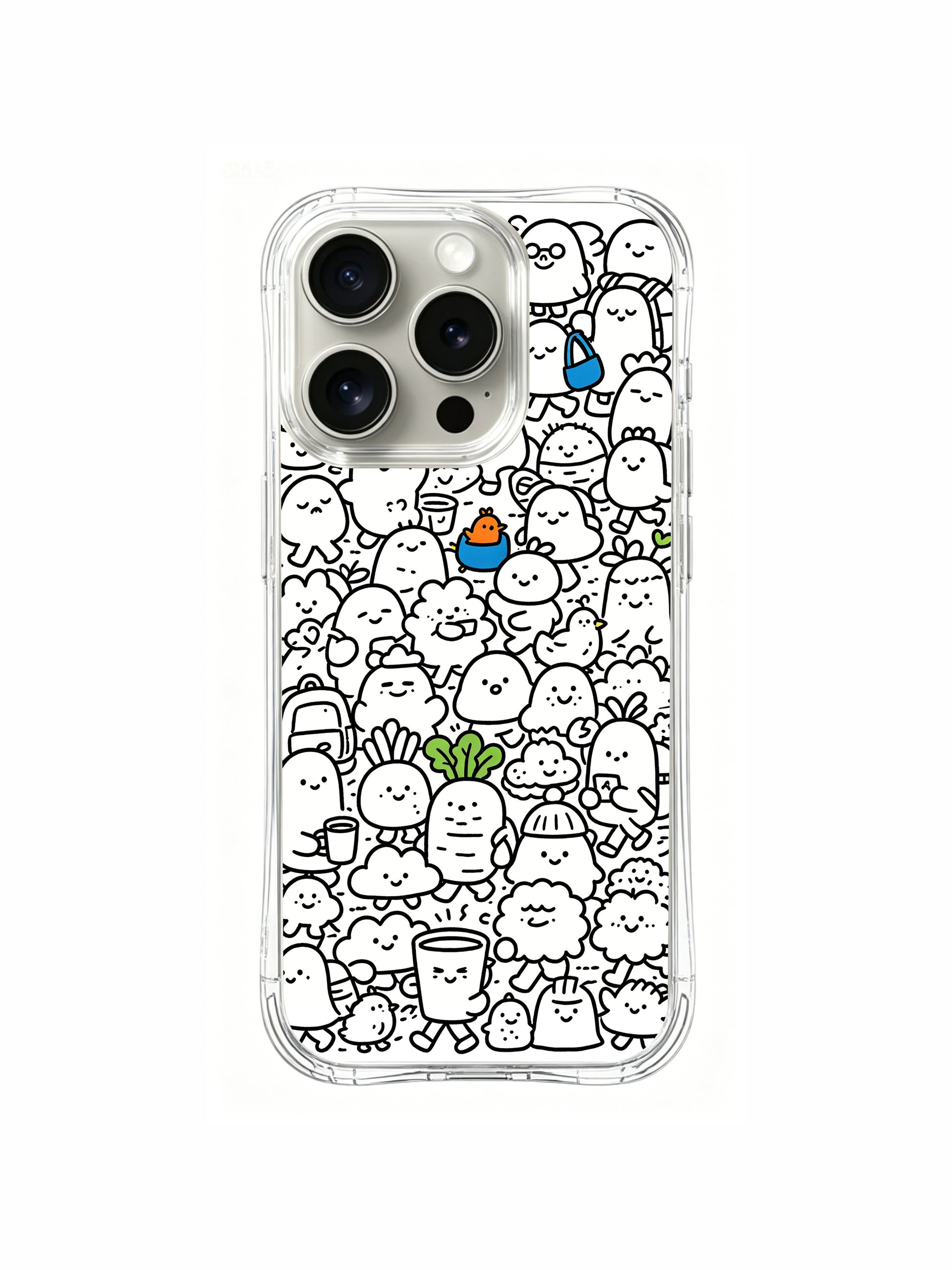 Bright spot pop color accent commute doodle iPhone 15 pro Case, collectible limited-run phone casing designed for PhoneCasing, quirky wearable art protective phone cover.