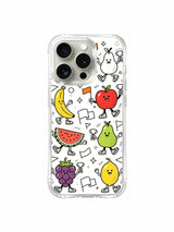Soft pop accent color fruit games doodle iPhone 16 pro Case, limited-run fine art phone casing, playful summer-themed phone cover available via PhoneCasing.